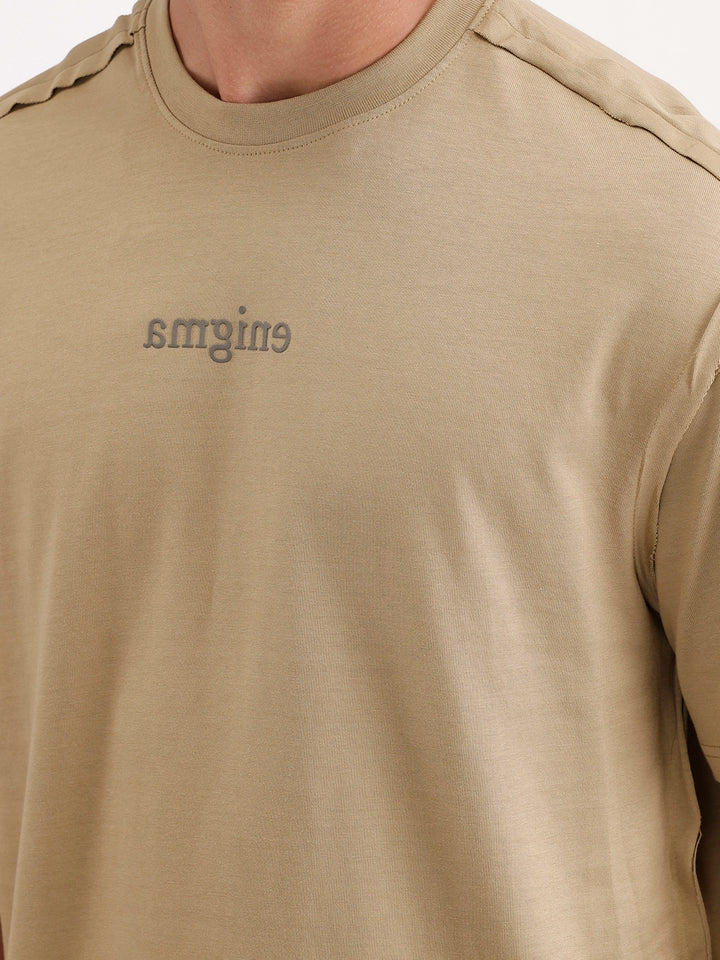 Oversized Placement Printed T-Shirt | Khaki