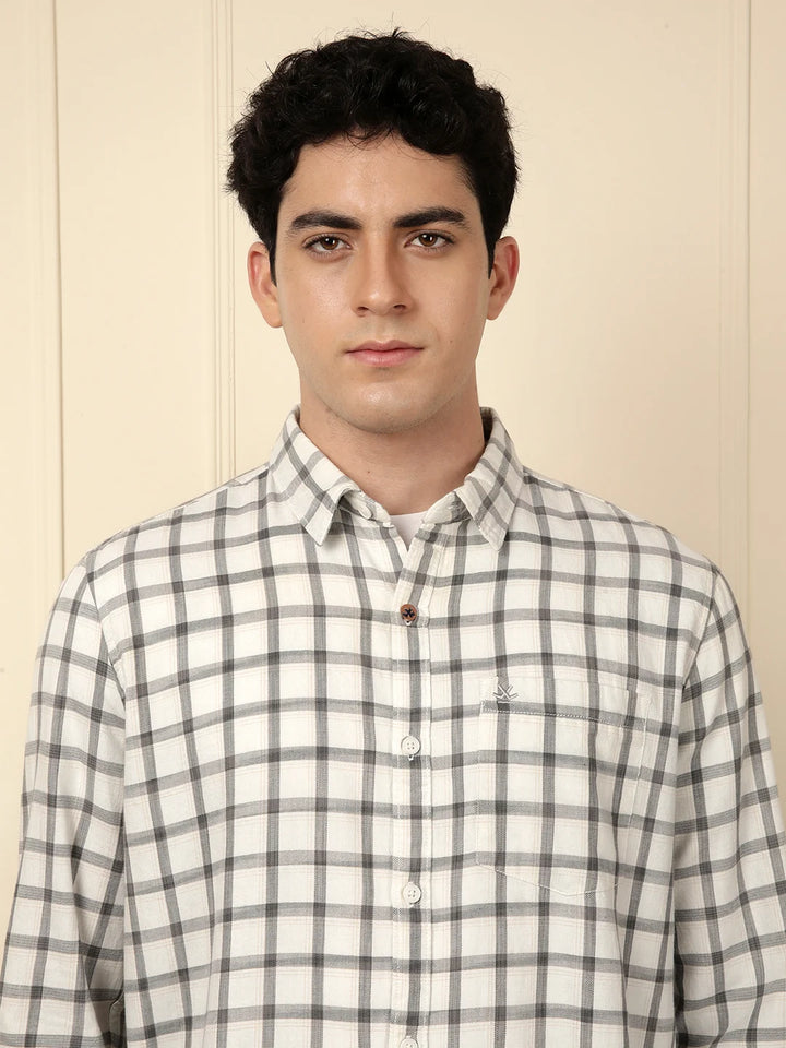 Classic Grey Checkered Full Sleeve Shirt
