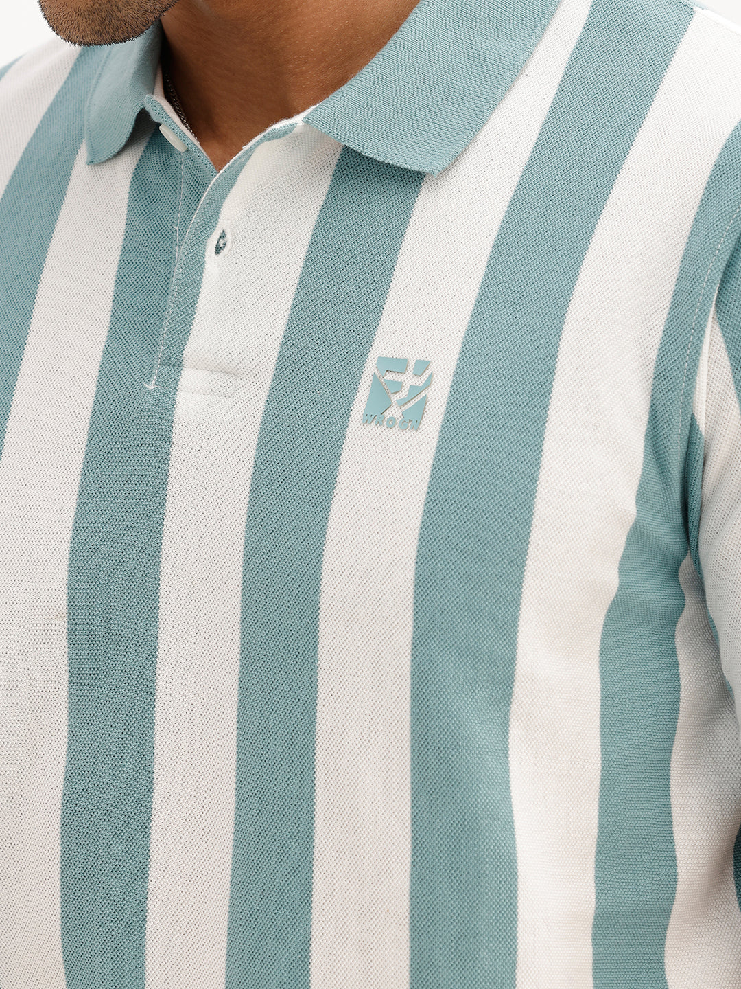 Slim Fit Striped Polo T-Shirt | White