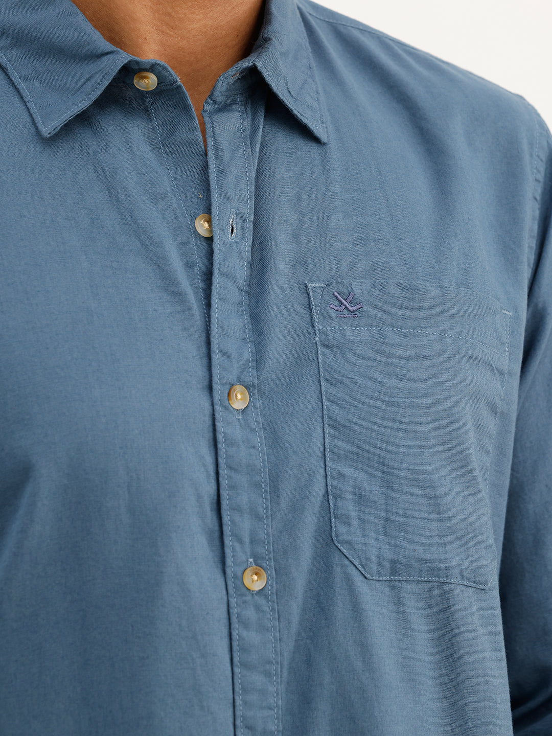 Solid Regular Fit Full Sleeve Shirt | Blue