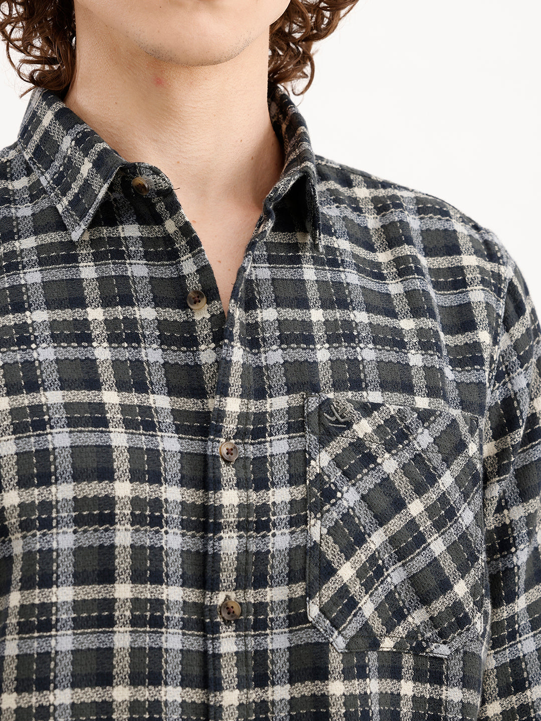 Regular Fit Checkered Shirt | Olive