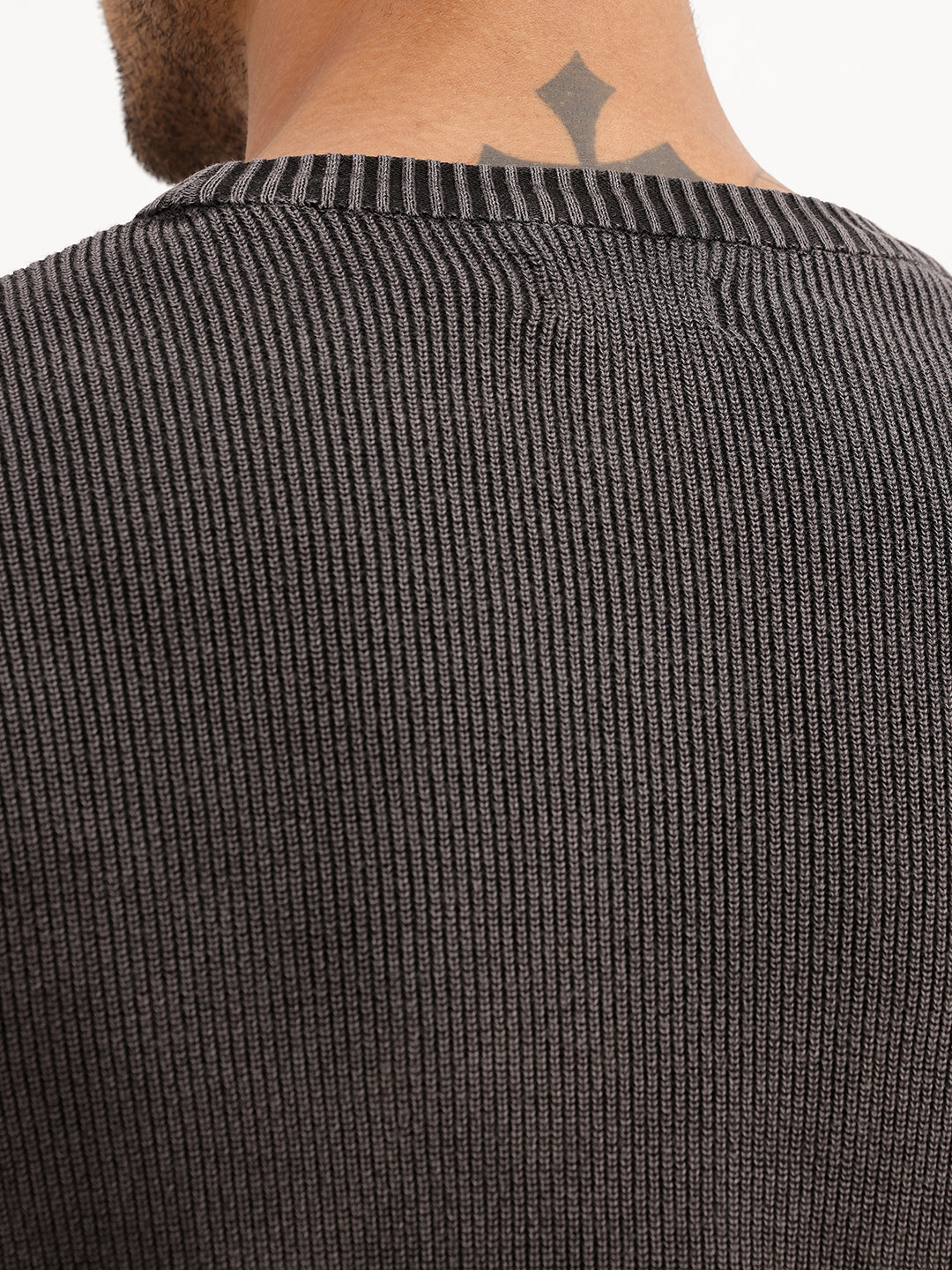 Regular Fit Textured Knited Sweater | Grey