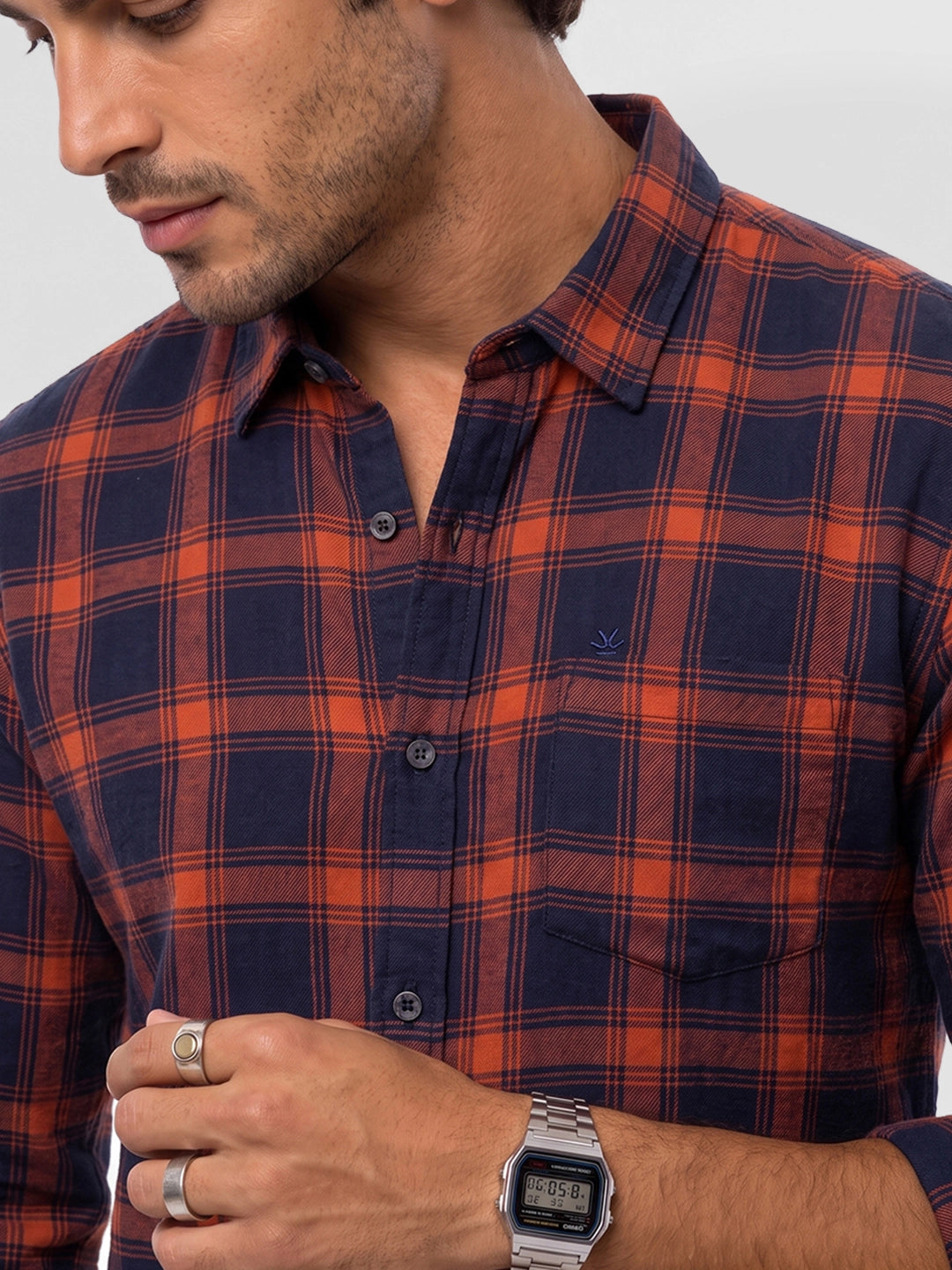 Classic Regular Fit Checkered Shirt | Rust