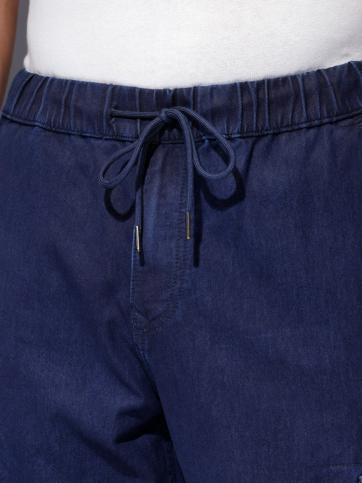 Men's casual wowen jogger with box pockets | Blue