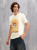 Zen Inspired Chest Print Graphic Crew Neck T-Shirt  |  Yellow
