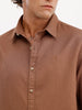 Textured Slim Fit Full Sleeve Shirt | Brown