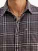Slim Fit Checkered Full Sleeve Shirt | Dark Grey