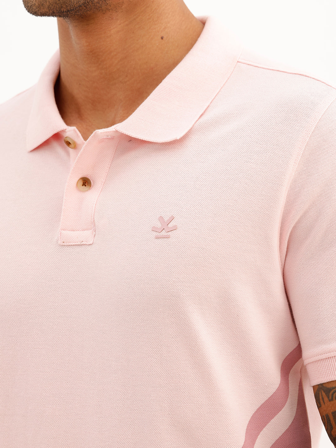 Slim Fit Placement Printed Polo T-Shirt | Pink