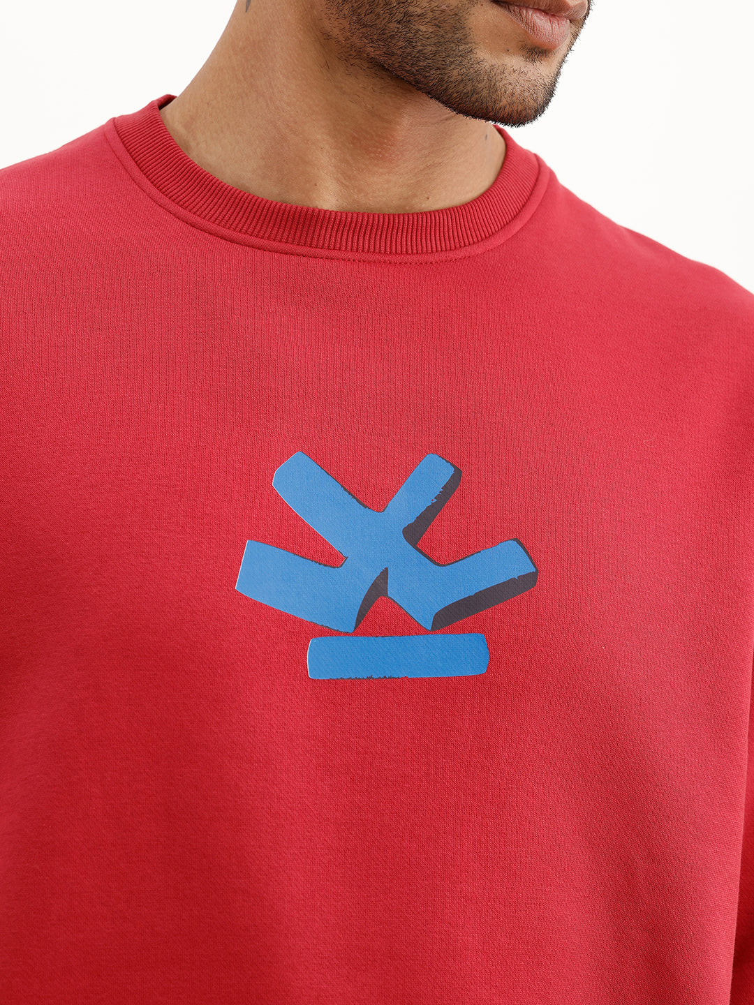 Comfort Fit Placement Printed Sweatshirt | Red