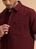 Textured Short Sleeve Shirt | Maroon