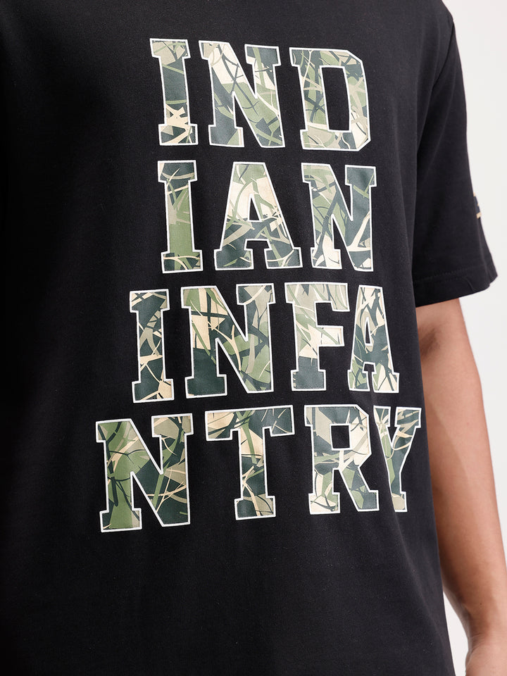 Oversized Placement Printed T-Shirt  | Black