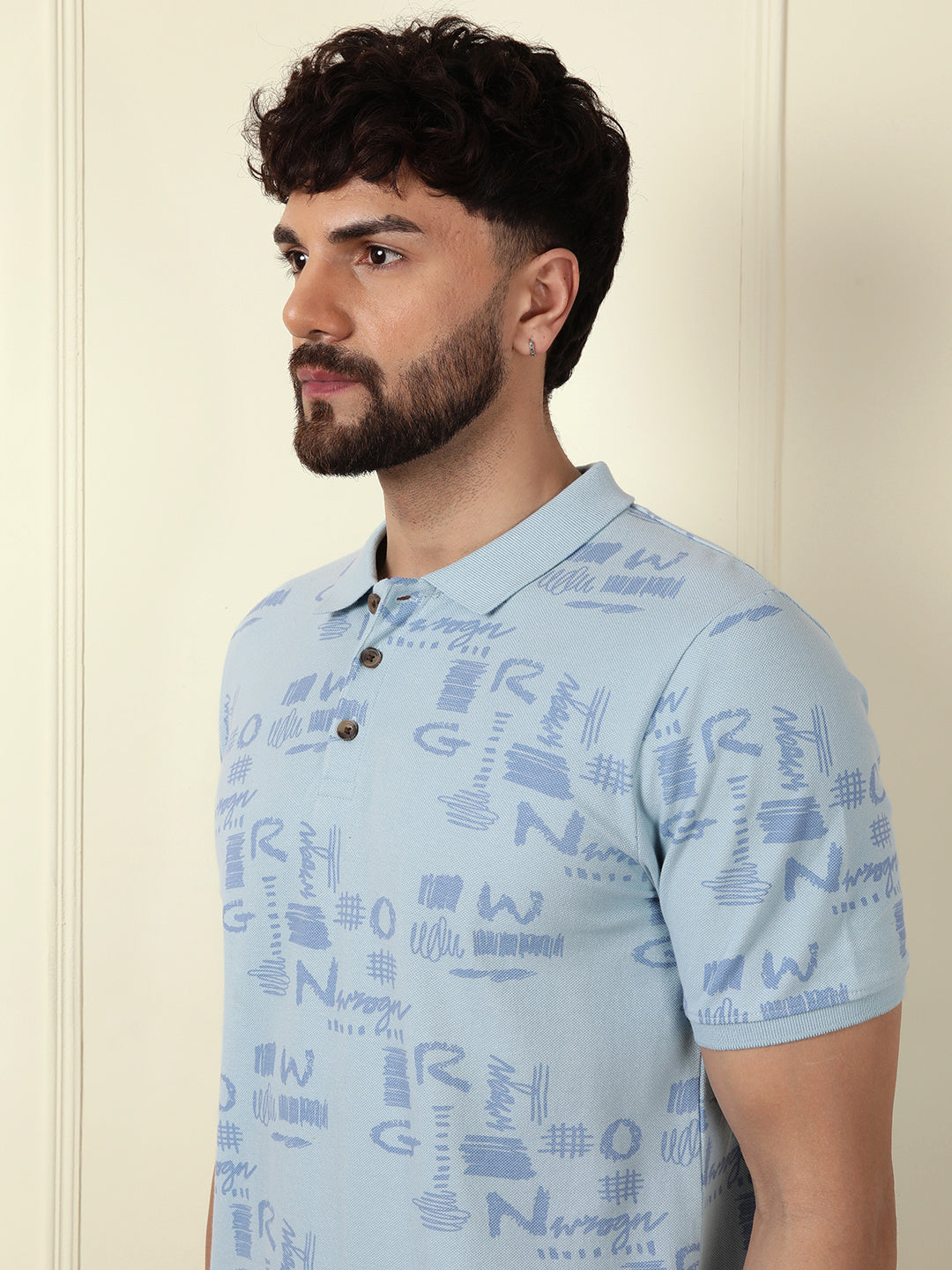 Wrogn Script AOP Polo T-Shirt