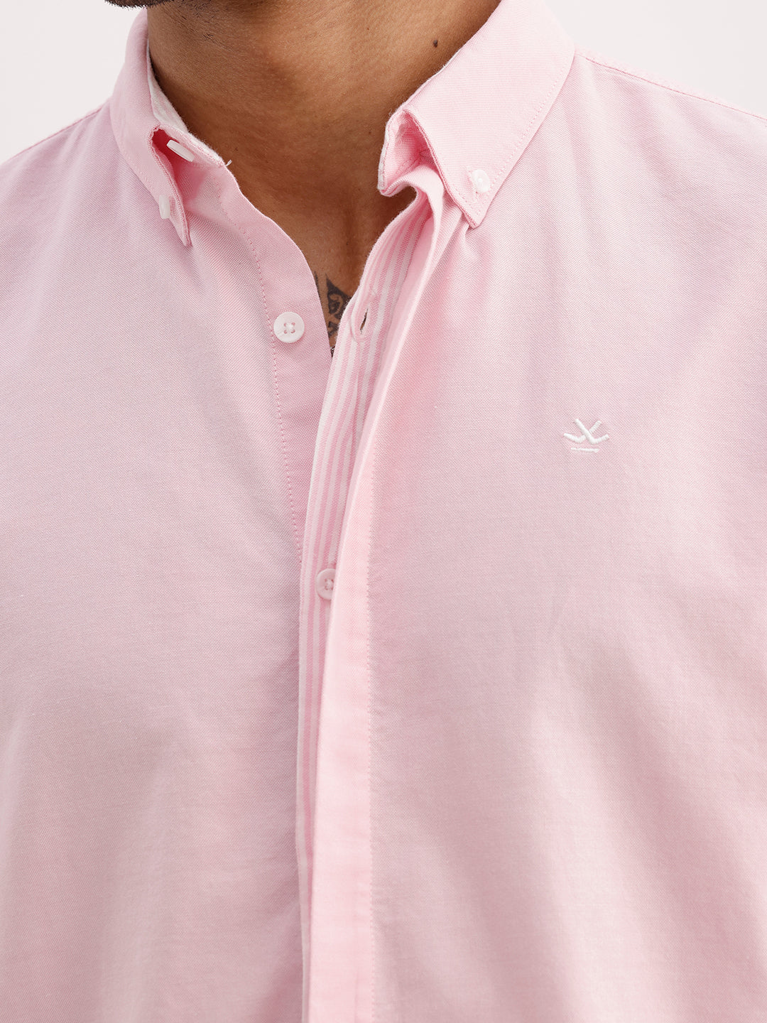 Solid Slim Fit 100% Cotton Shirt | Pink