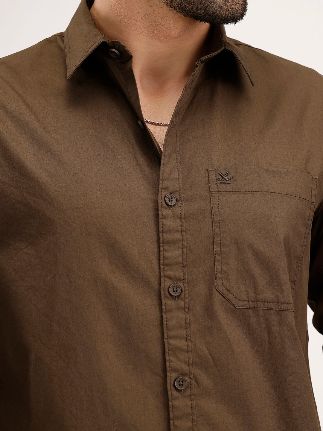 Solid Regular Fit Full Sleeve Shirt | Brown