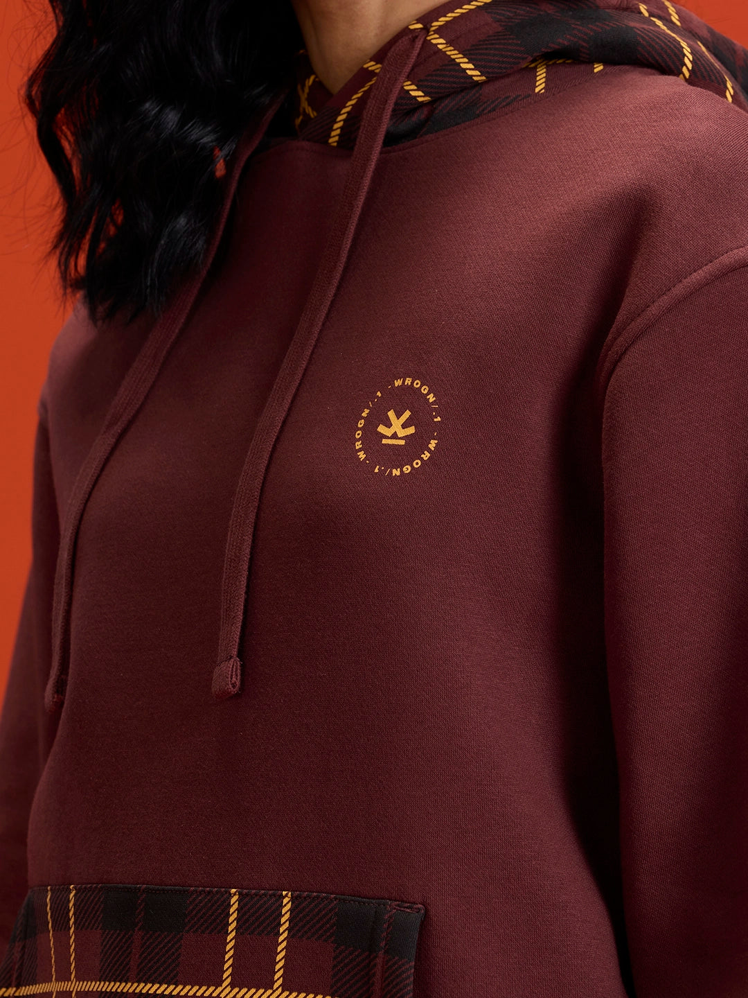 Checked Wine Comfort Hoodie