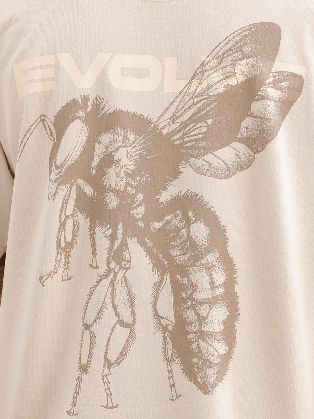 Oversized Back Printed T-Shirt | Beige | WTS02HSOS1356S