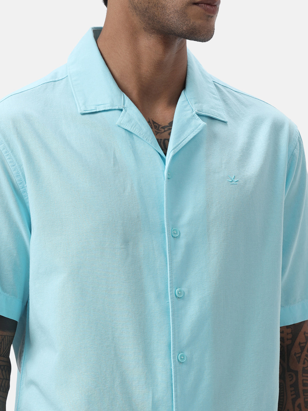 Aqua Blue Resort Collar Shirt