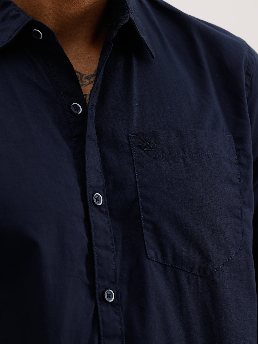 Solid Regular Fit Full Sleeve Shirt | Navy Blue | WRSH2065F