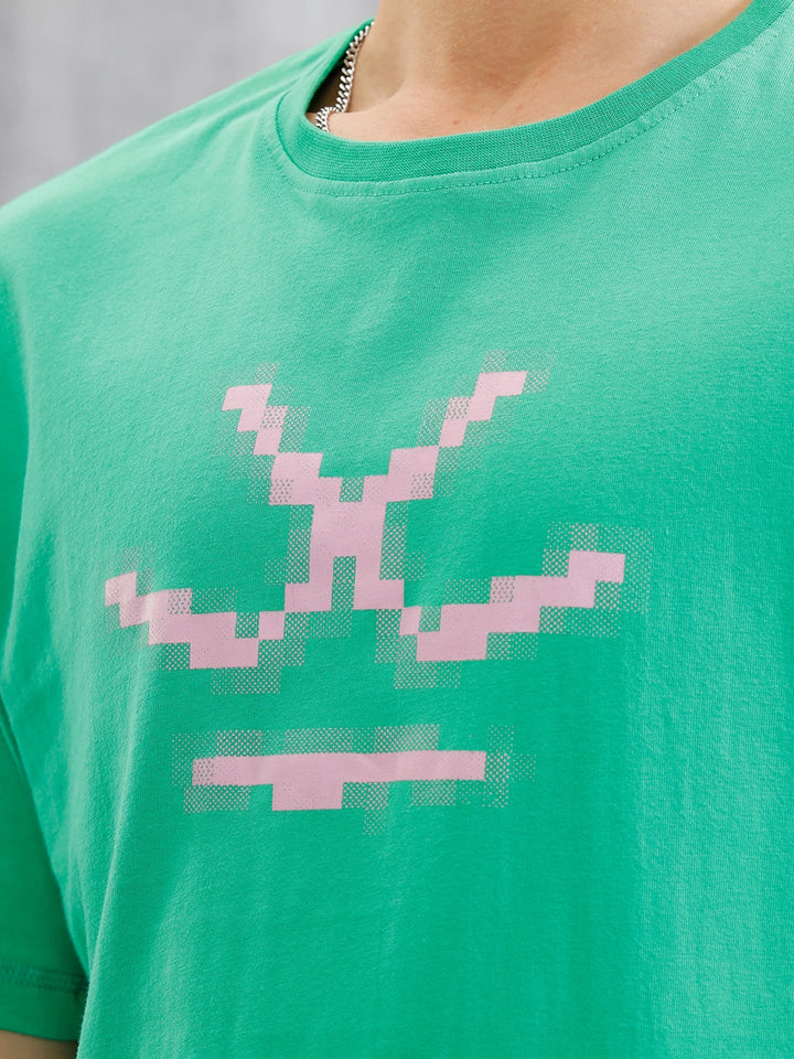 Placement Patchwork Oversized T-Shirt | Green