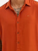 Solid Slim Fit Half Sleeve Shirt | Rust