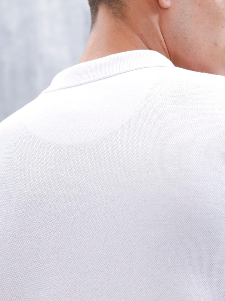 Men's Casual Regualr Fit Striped Pattern Polo T-Shirt | White