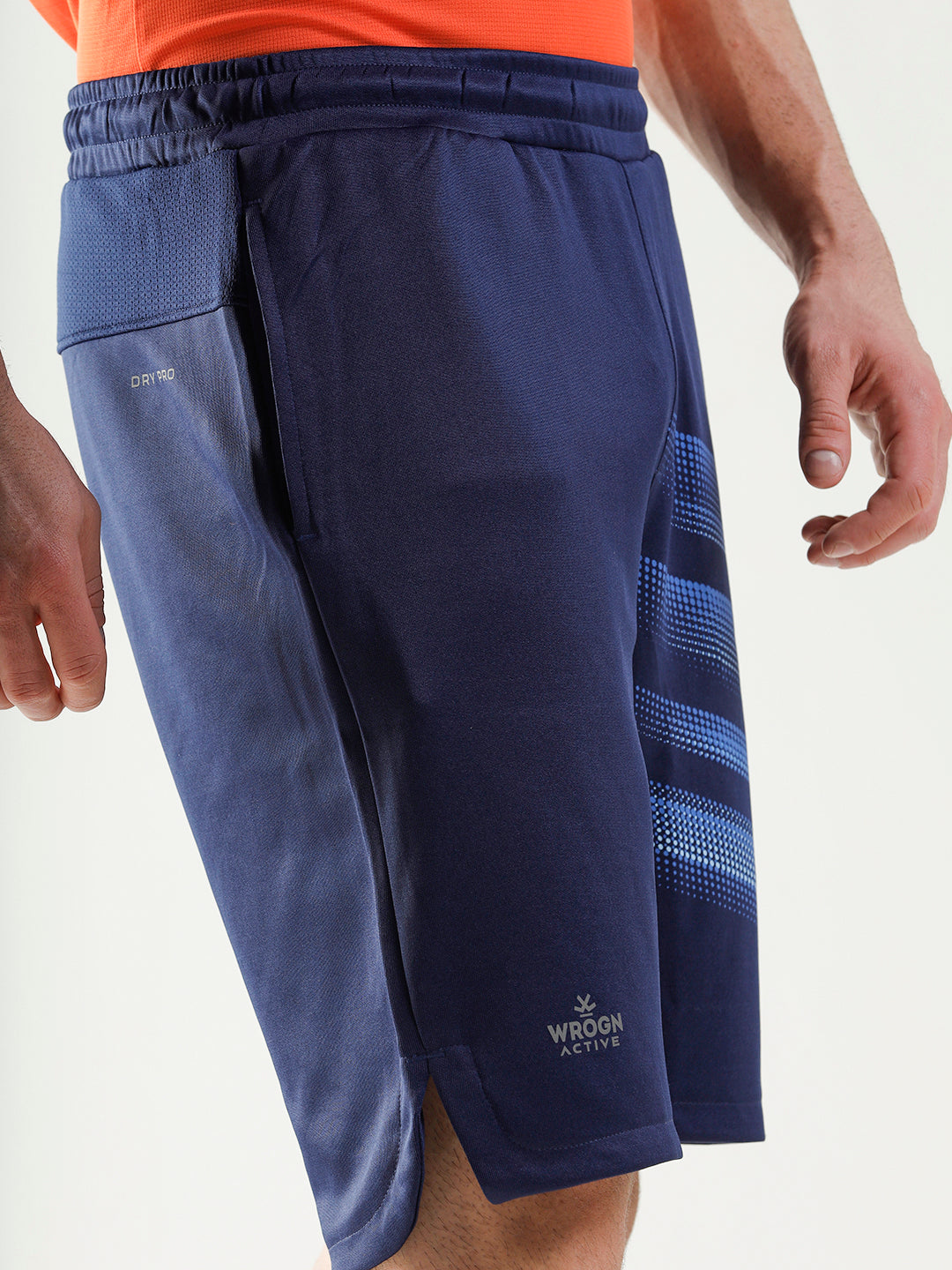Printed Rise Active Blue Shorts