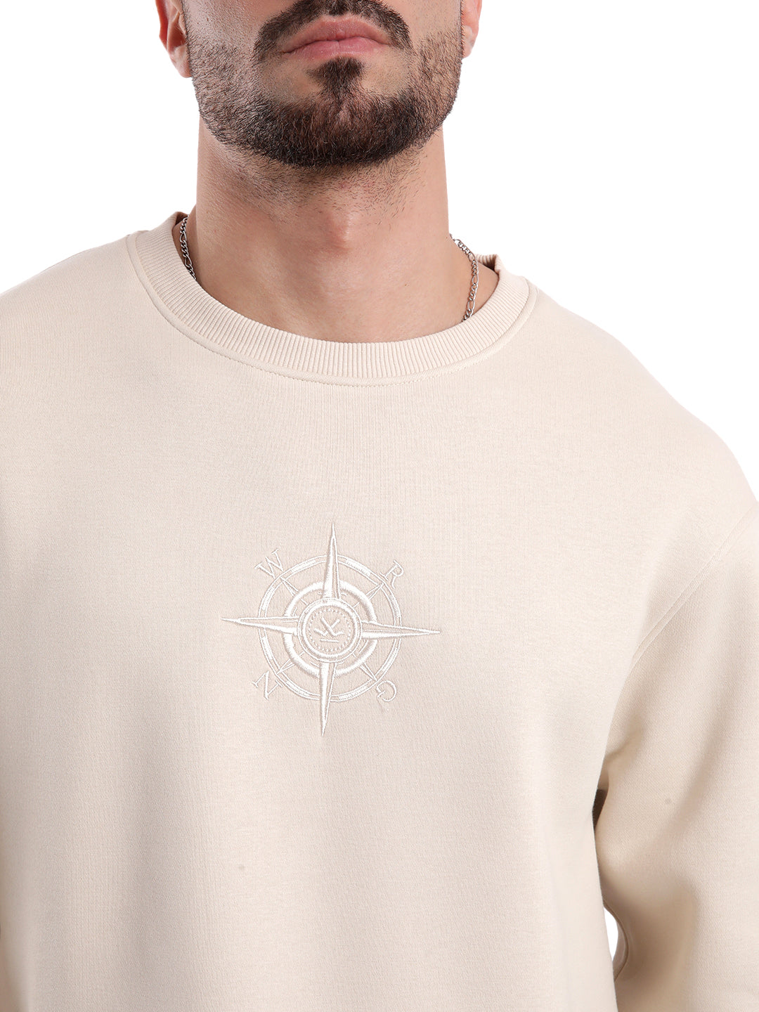 Premium Beige Emroidered Sweatshirt