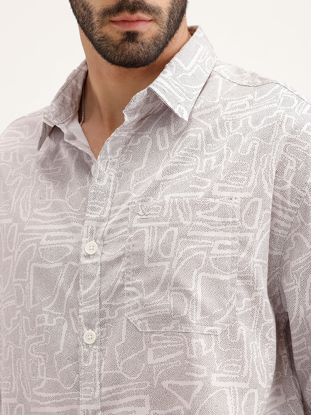 Oversized AOP Full Sleeved Shirt | Grey