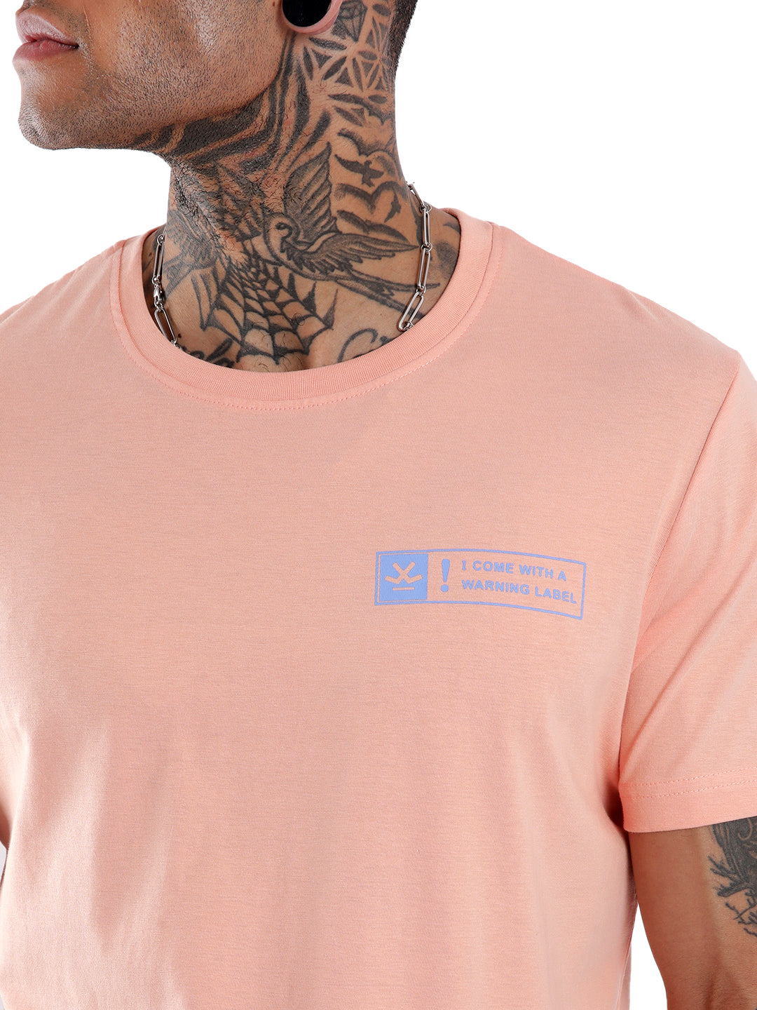 Warning Label Printed Coral T-Shirt