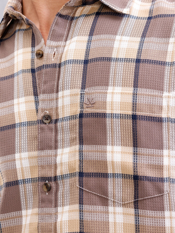 Textured Checkered Shirt | Brown