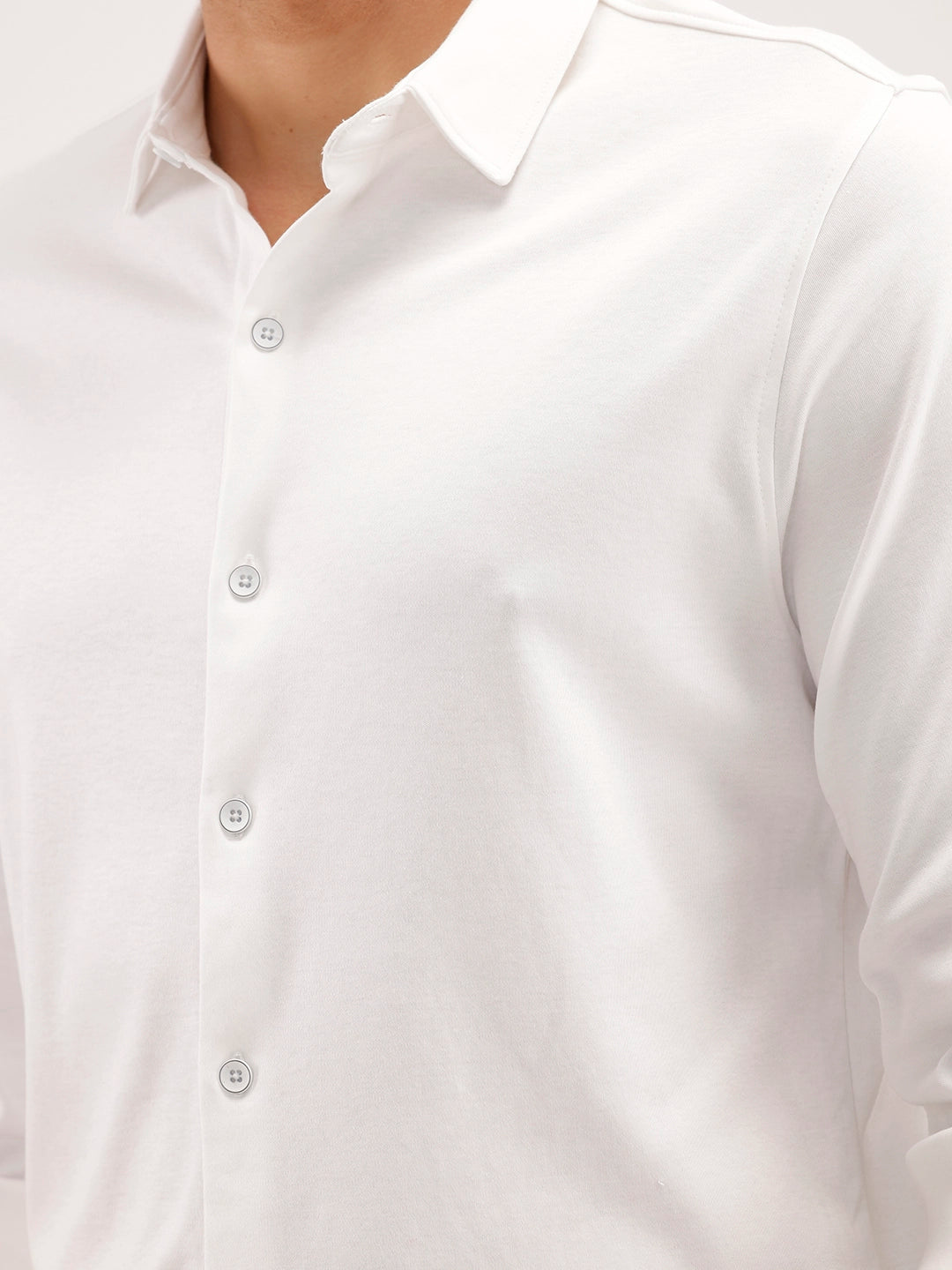 Solid Slim Fit 100% Cotton Shirt | White