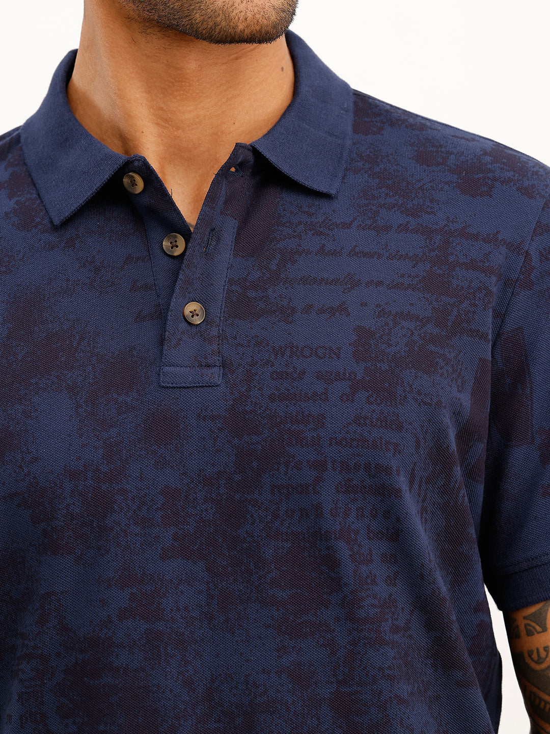 Slim Fit AOP Polo T-Shirt | Blue