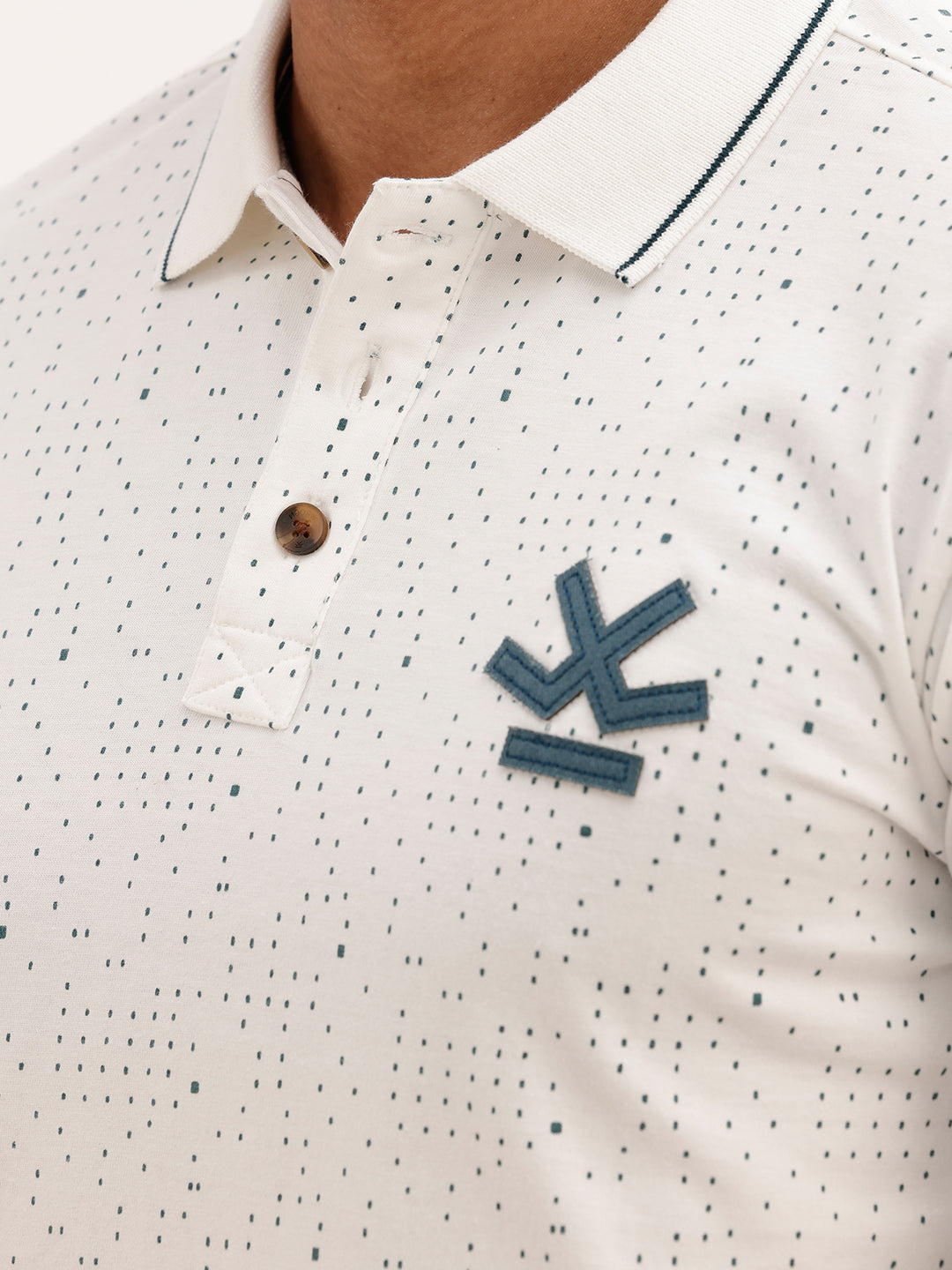 Slim Fit AOP Polo T-Shirt | Off White