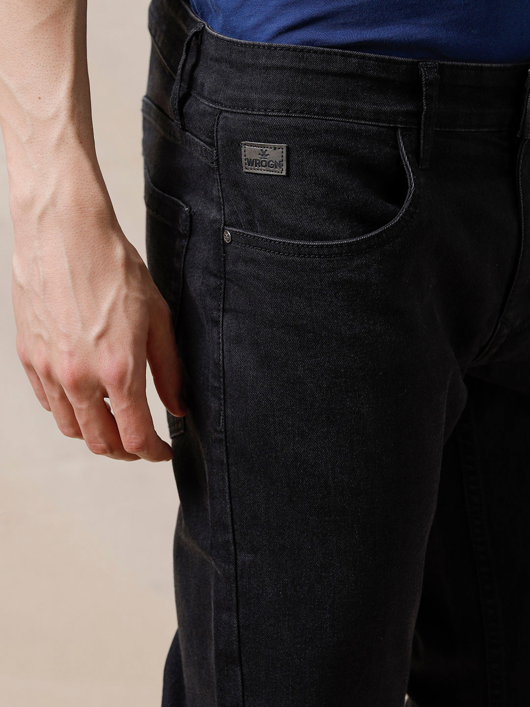 Solid Mid Rise Darkstone Jeans
