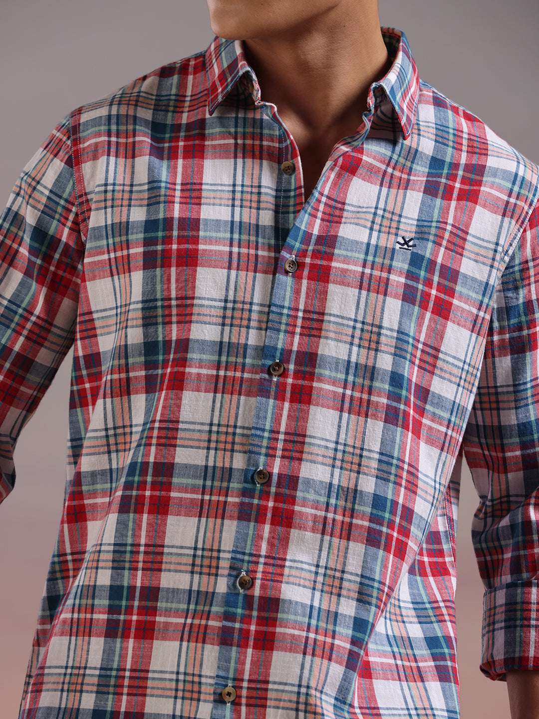 Checked Grids Casual Red Shirt