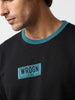 Contrast Collar Full Sleeve T-Shirt | Black