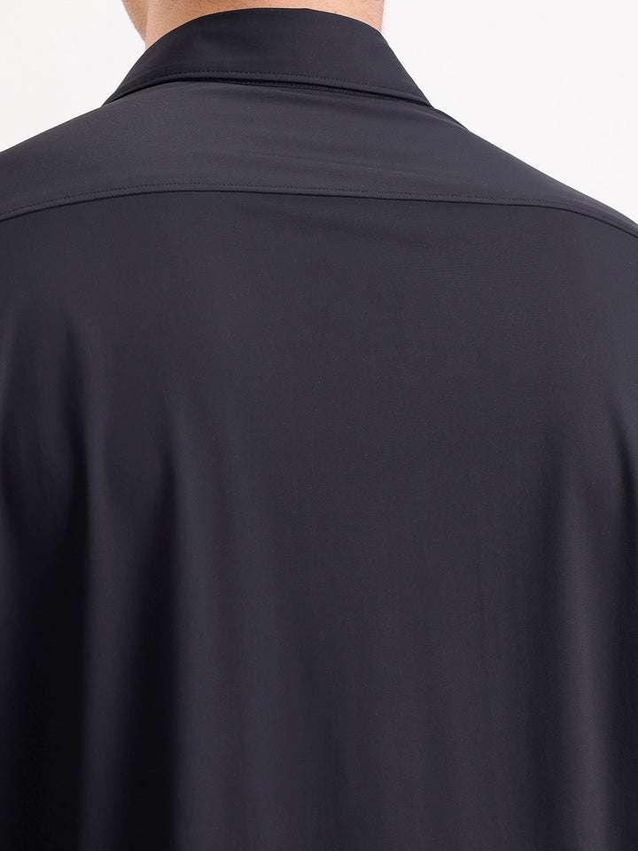 Solid Slim Fit Full Sleeve Shirt  | Black