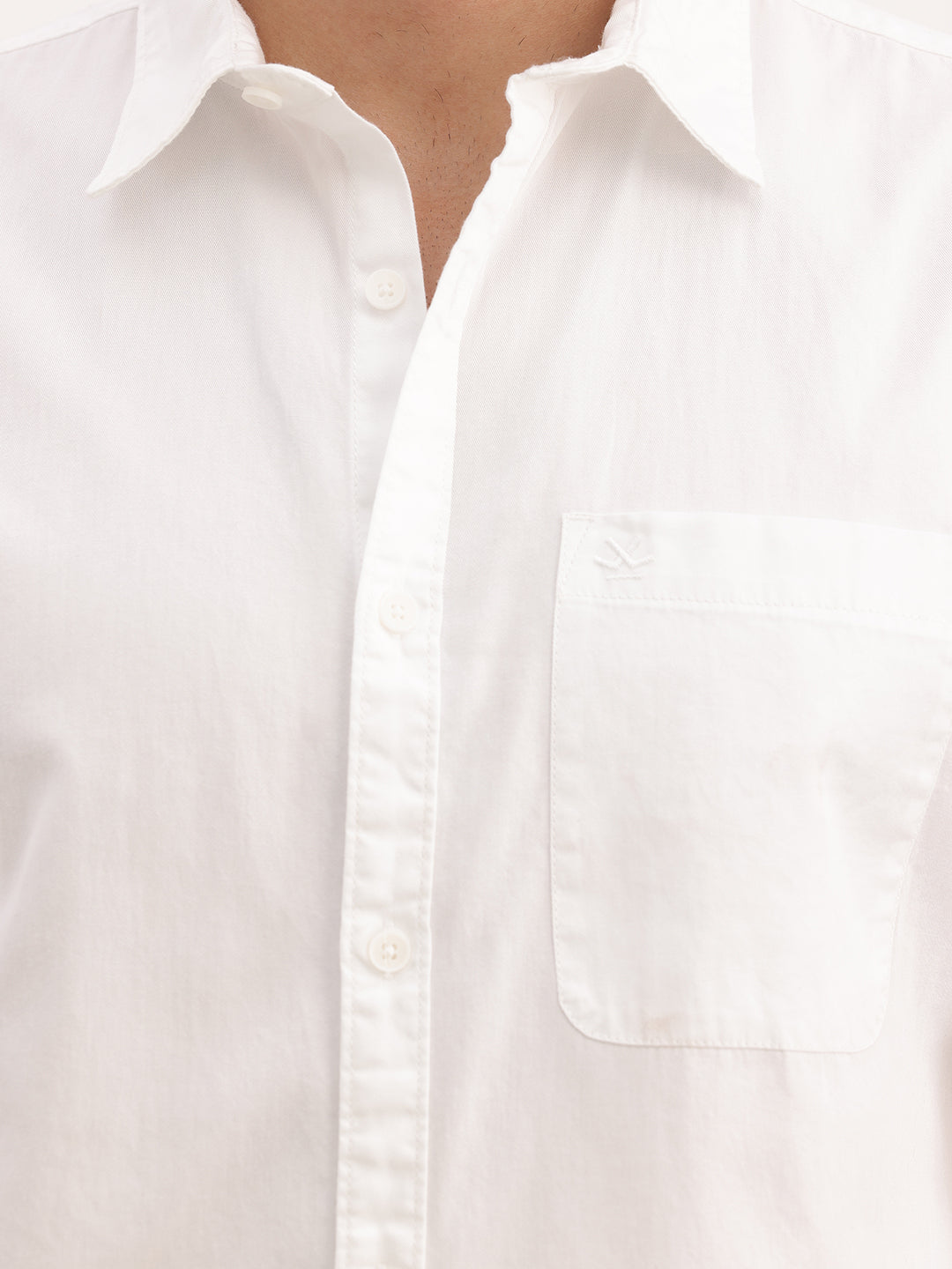 Solid Slim Fit Full Sleeve Shirt | White