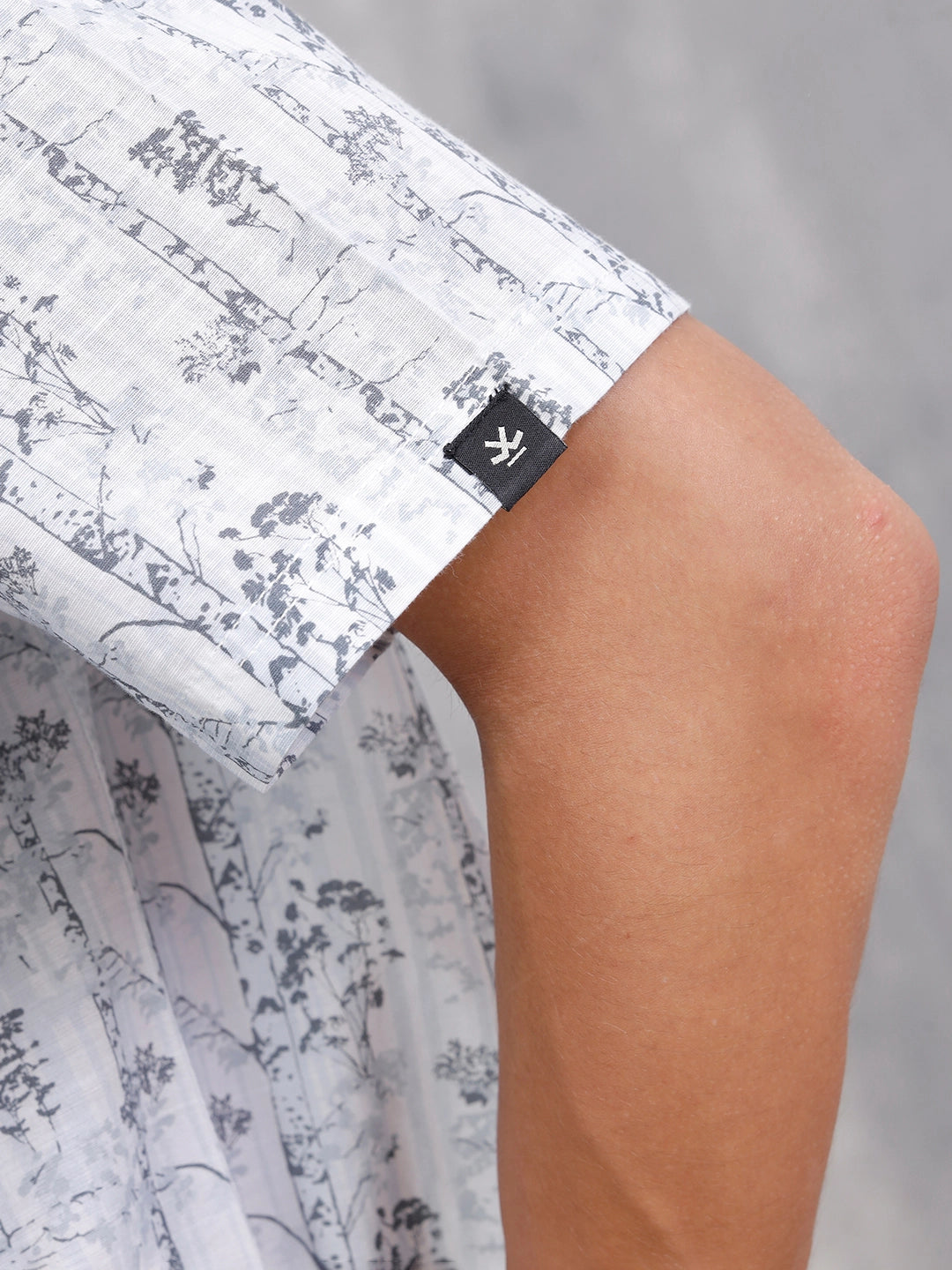 Nature Inspired Tonal Aop In Oversized Fit  |  White