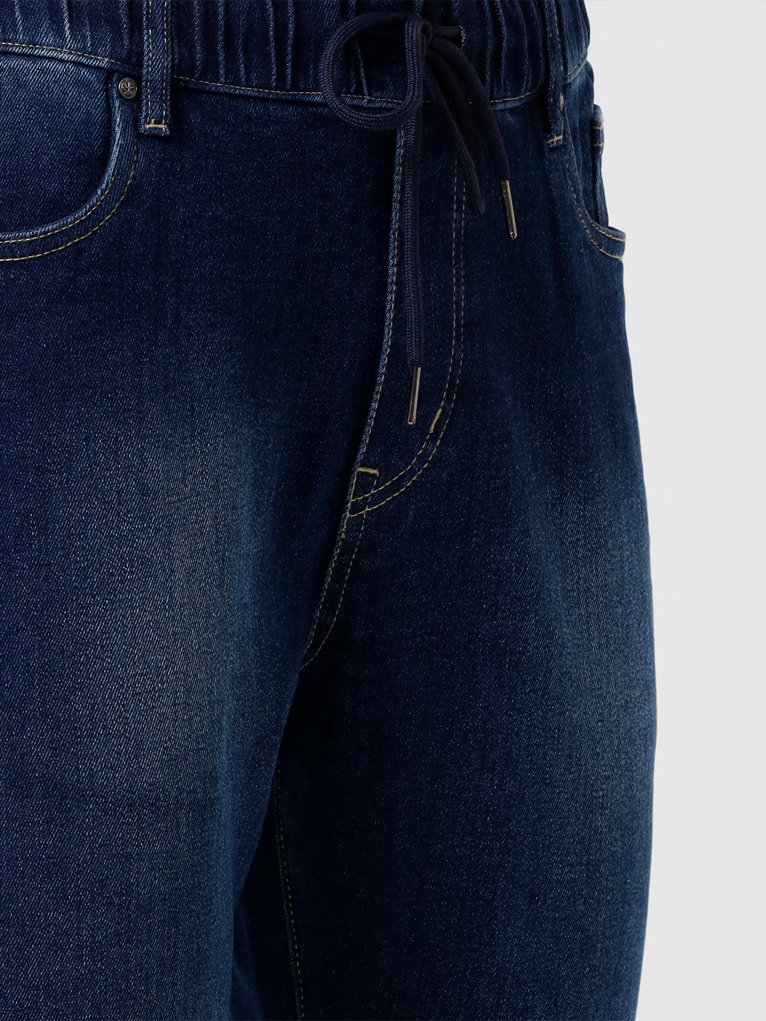 Blue Drawstring Denim Jean Jogger