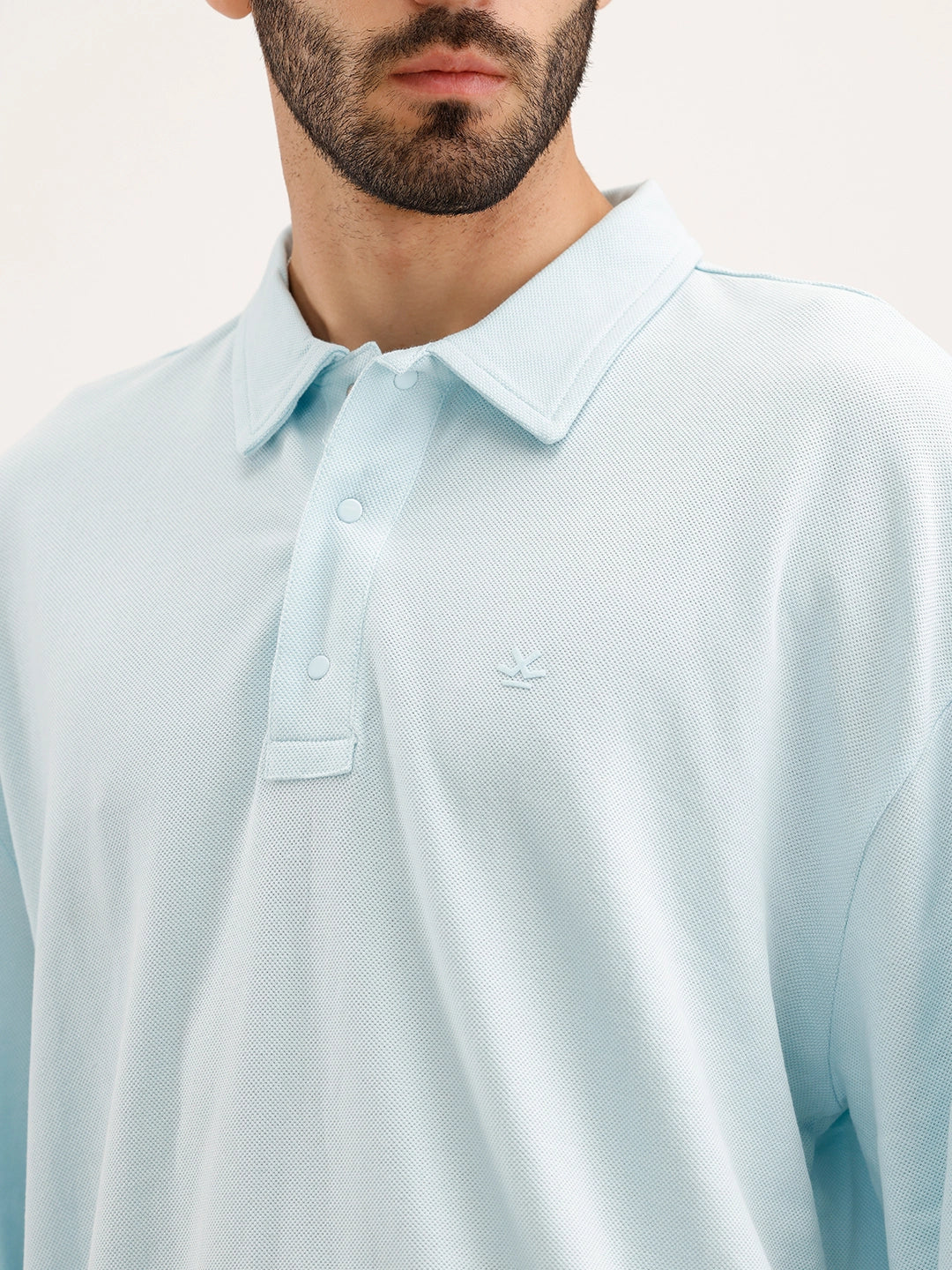Oversized Plus Fit Full Sleeve T-Shirt | Light Blue