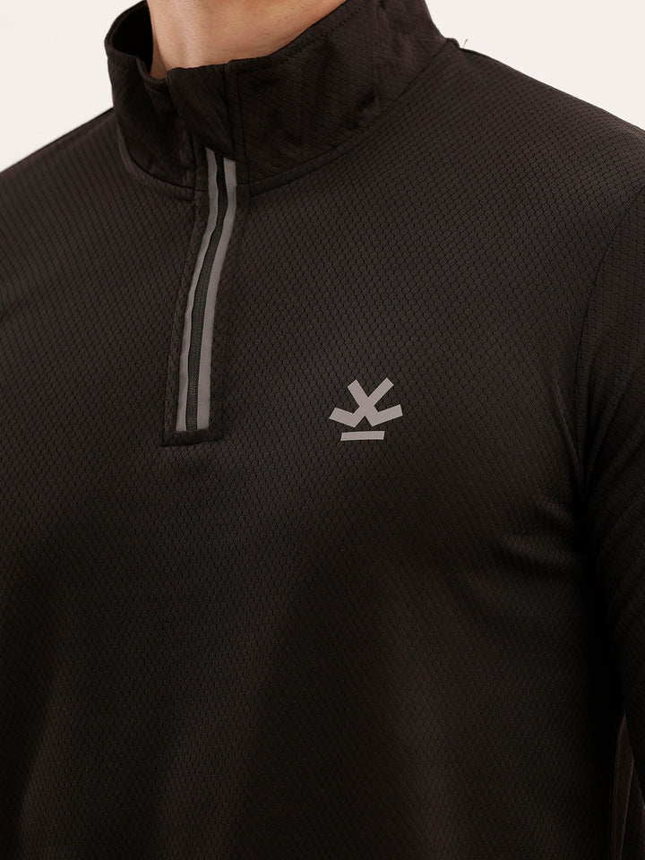 Slim Fit Full Sleeve Active T-Shirt | Black