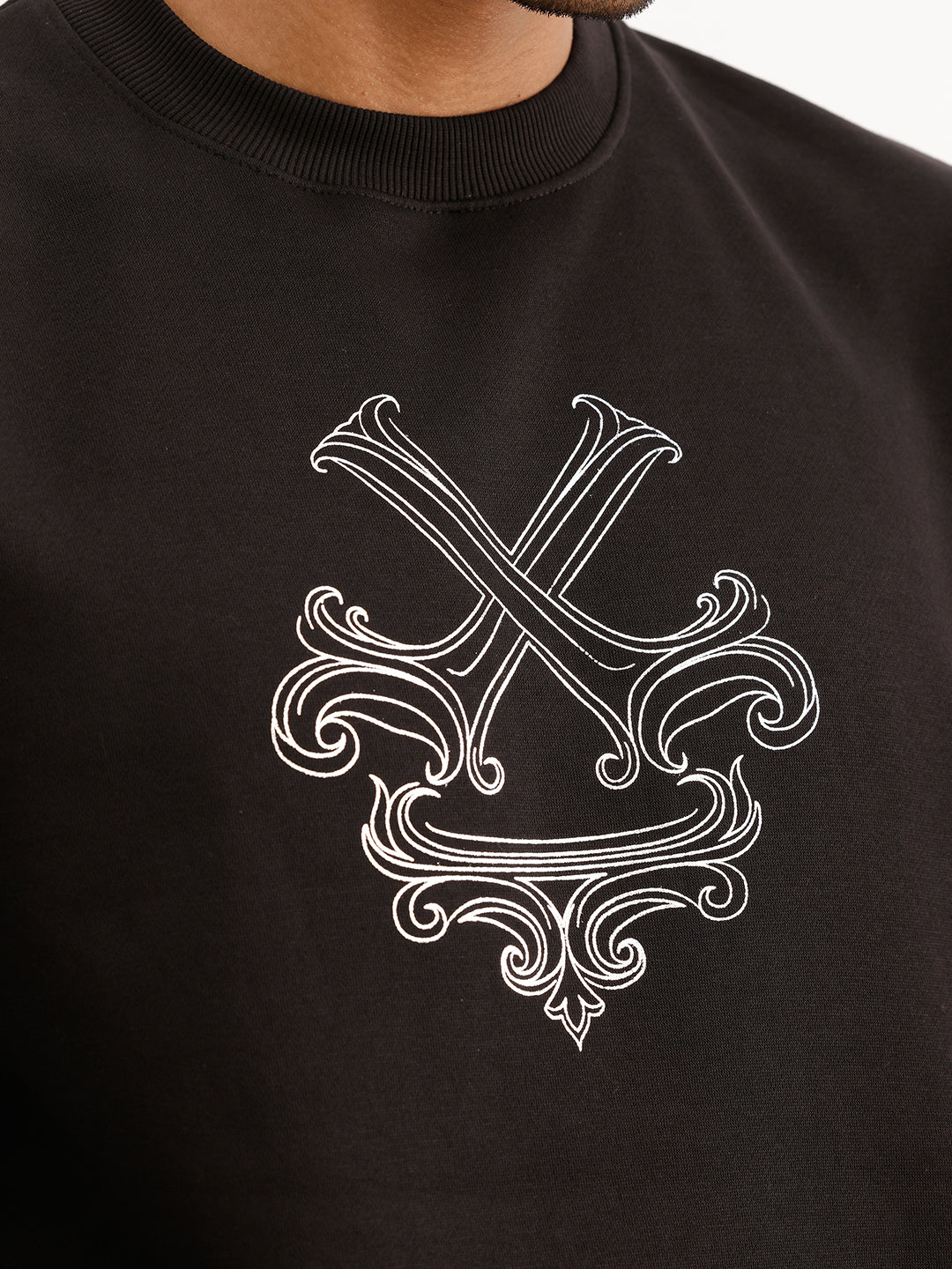 Regular Fit Foil Printed Sweatshirt | Black