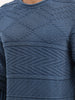 Textured Oversized Fit Knitted Sweater | Blue