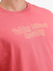 Oversized Placement Printed T-Shirt | Red