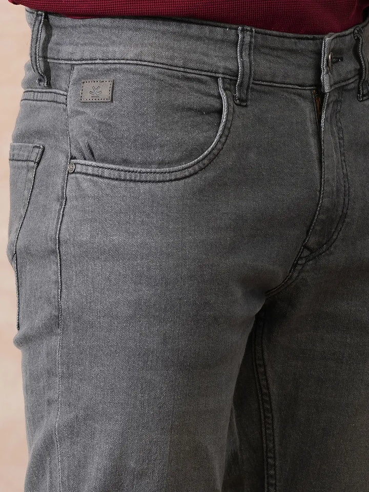 Solid Slim Tapered Jeans | Grey