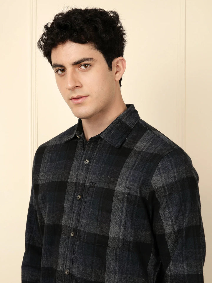 Blue Blend Checked Cotton Shirt