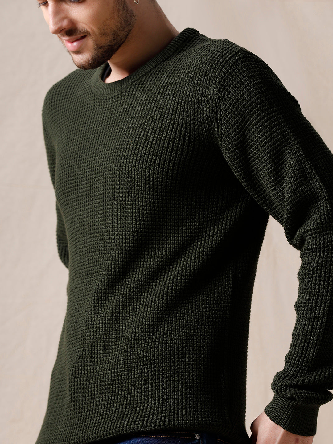 Textured Slim Fit Knit Sweater