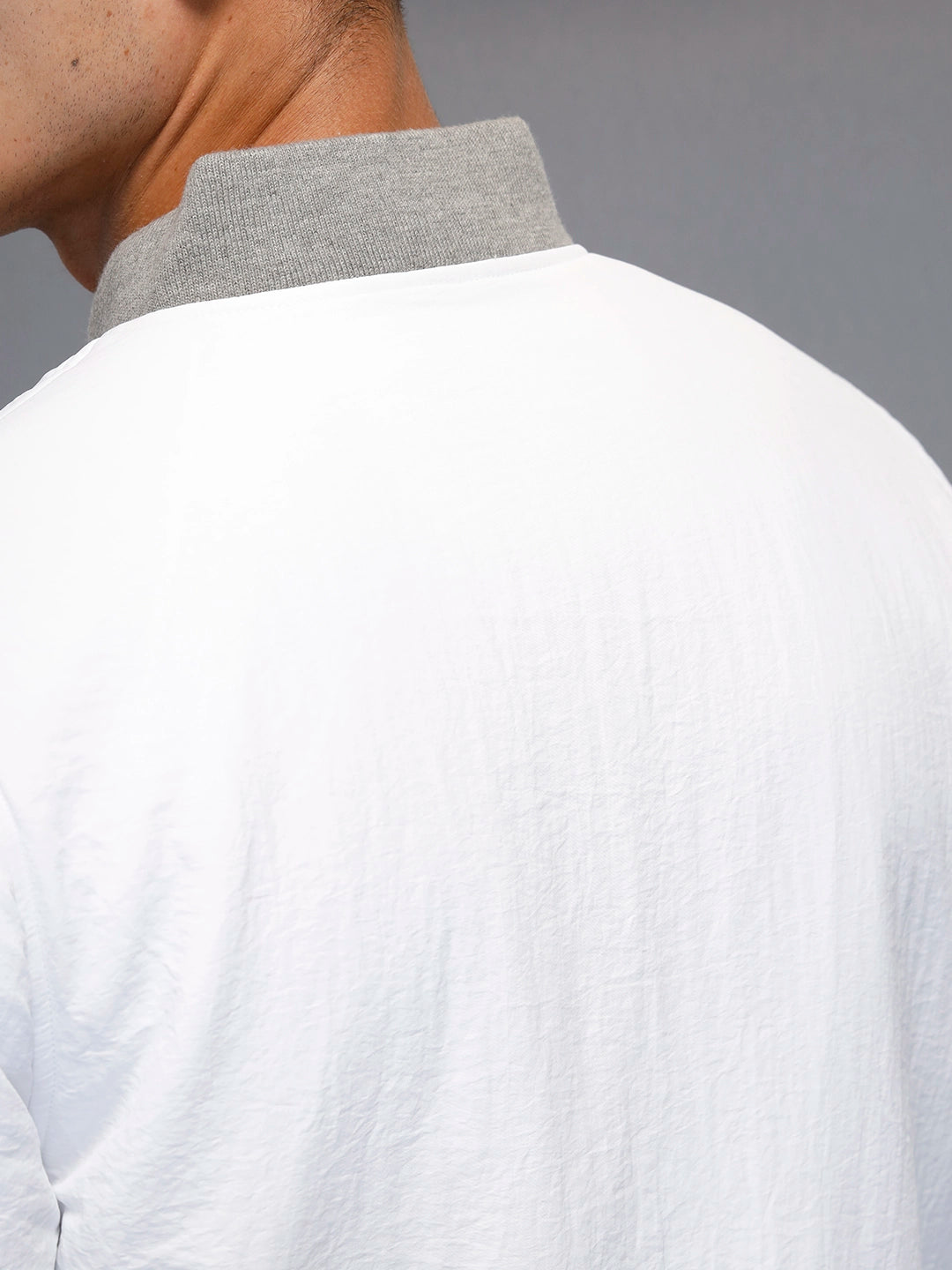 Men's Casual Slim Fit Bomber Jacket | Off White