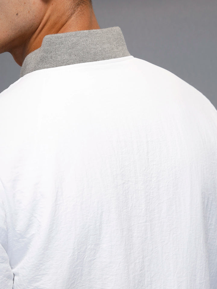 Men's Casual Slim Fit Bomber Jacket | Off White